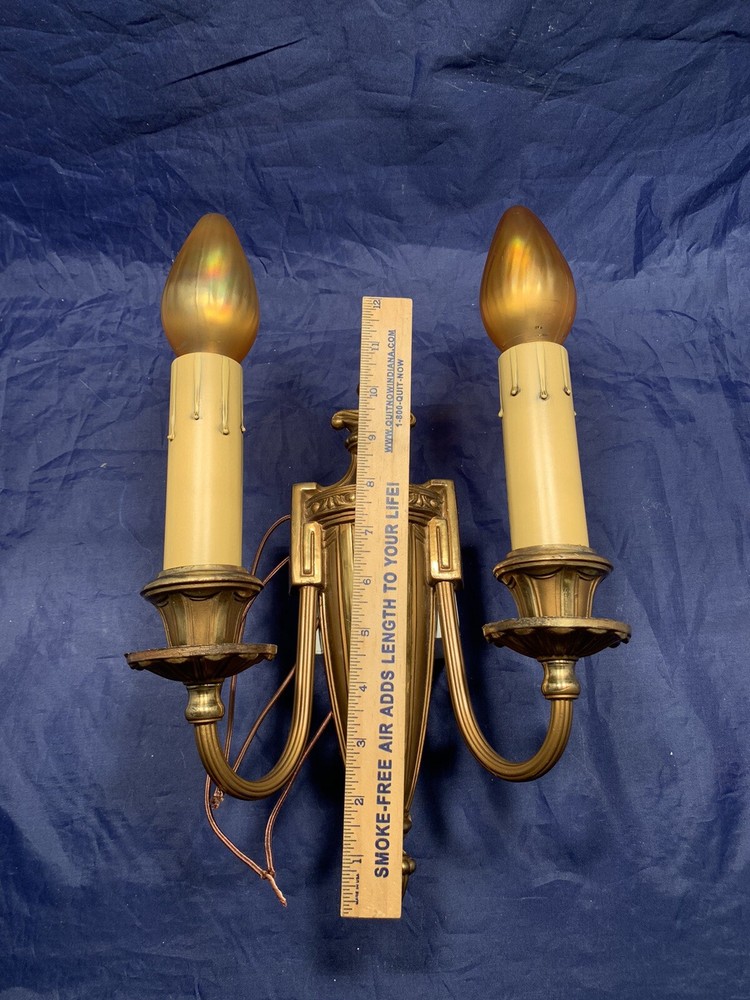 Single Wired Antique Sconce Double Arm Rewired 90E