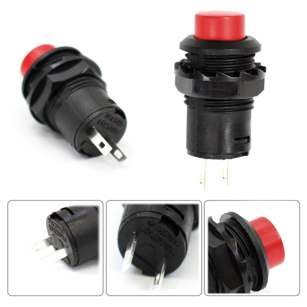 3 Pack SPST Normally On Off Open Momentary Push Button Switch Red