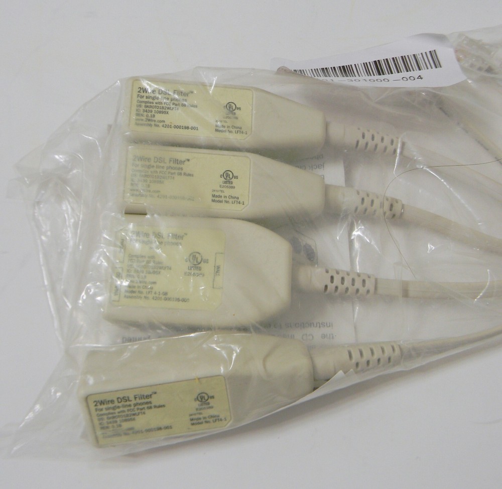 2Wire DSL Filter Kit 4 Pack Inline DSL Phone Filters New sealed!!!