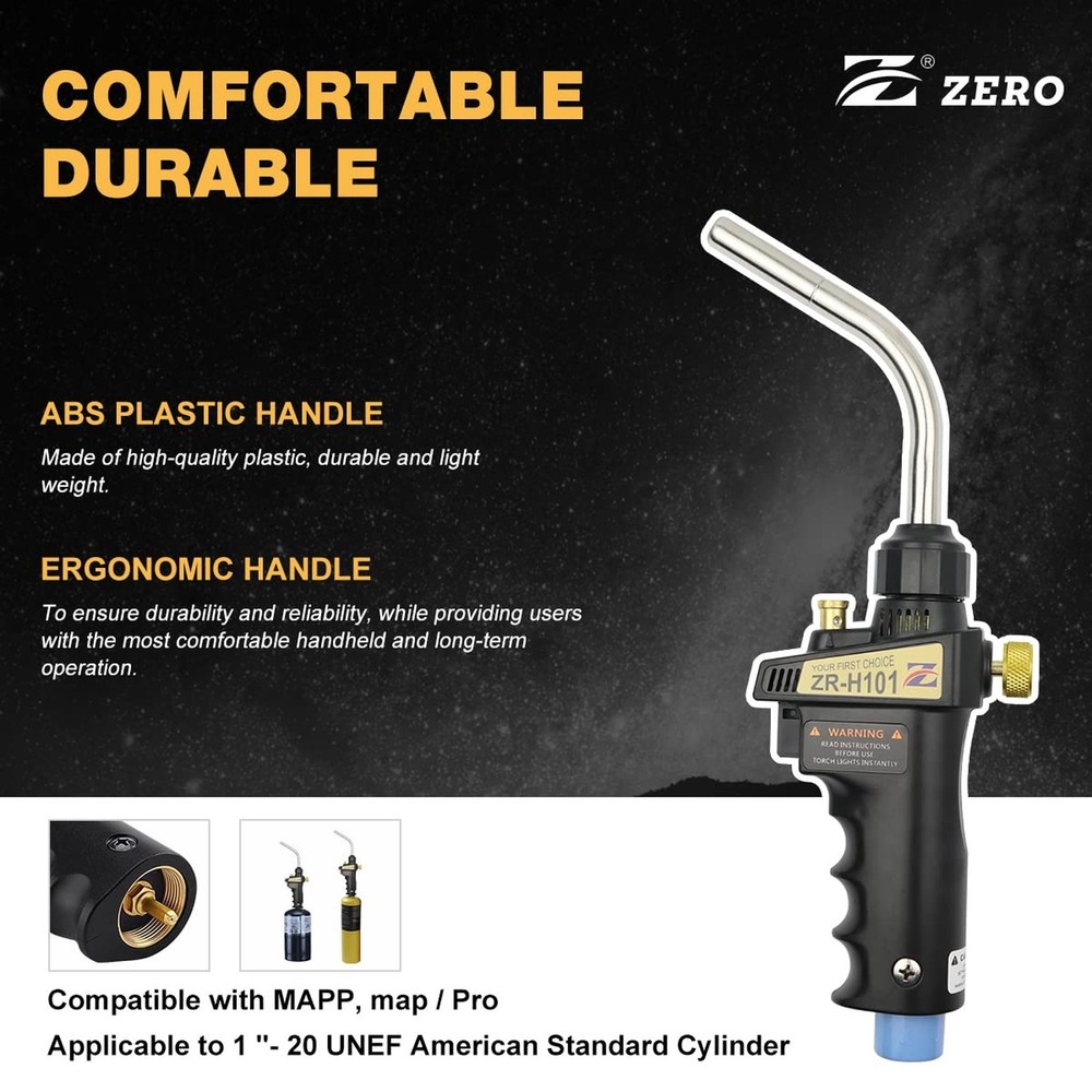 Zero Turbo Torch ZR-H101 Propane Torch Head, High Intensity Trigger Start Tor...