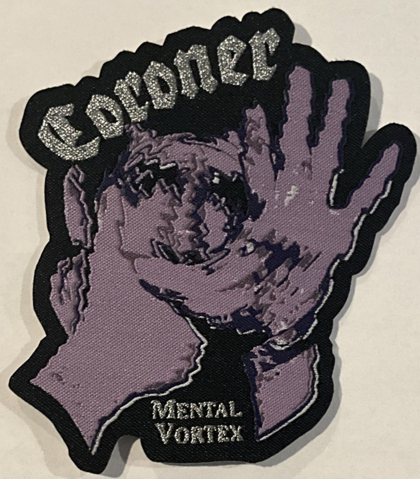 Coroner - Mental Vortex 3" x 4" Shaped Woven Patch [Tharsh Metal]