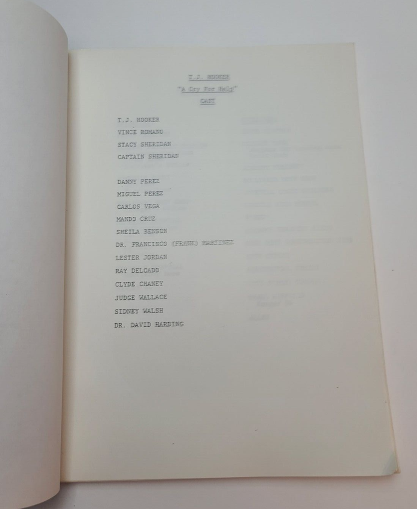 T.J. HOOKER / Jack V. Fogarty 1982 TV Script, William Shatner "A Cry for Help"