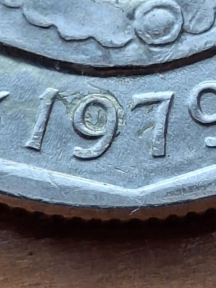 1979P Susan B. Anthony Dollar Obverse & Reverse Dual Grease Strike Through Error