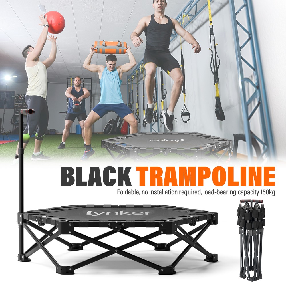 40" Heavy-Duty Mini Trampoline, 330LBS Foldable Rebounder with Handle Bar Set