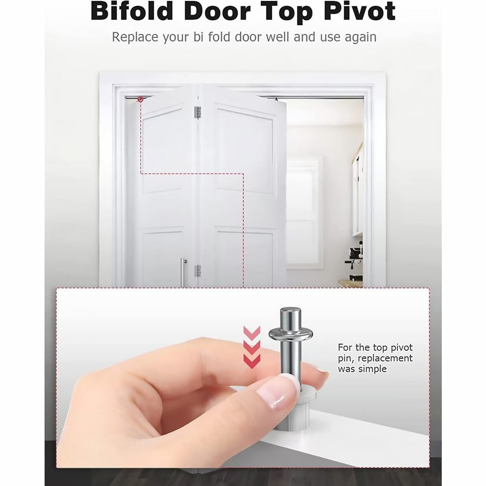 Bi-Fold Closet Door Hardware Kit with Spring Loaded Pivots and Roller Guide