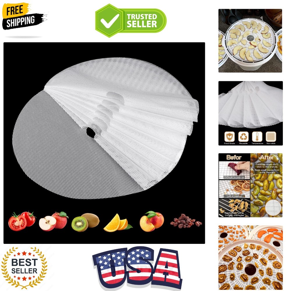 8 Pack Round Silicone Dehydrator Sheets,  Non Stick Silicone Mesh for Fruit D...