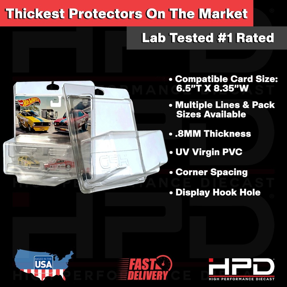 10 PACK HPD PROTECTOR CASE (2-CAR TARGET EXCLUSIVE) HOT WHEELS  .8MM