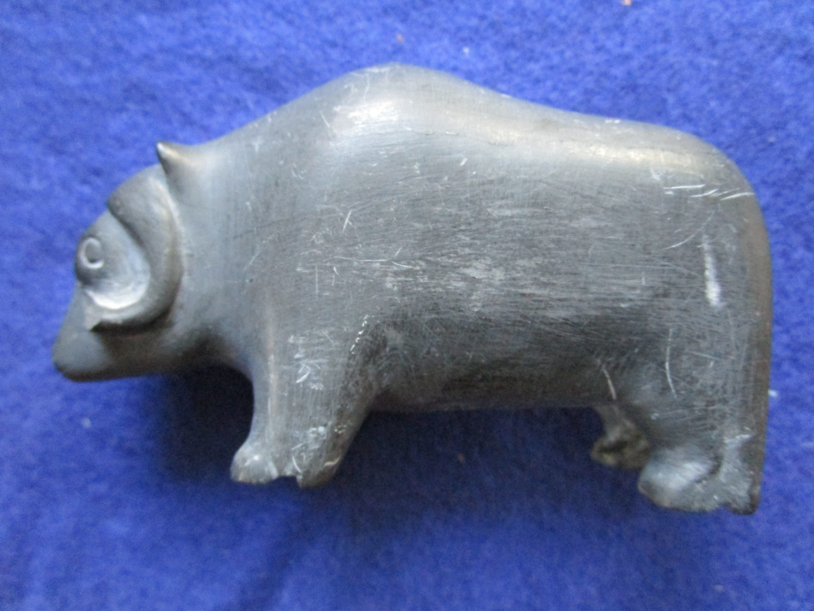 Vintage QINGAUK Mary Kaniak INUIT Sculpture MUSK OX Stone Carving 1960's ARCTIC