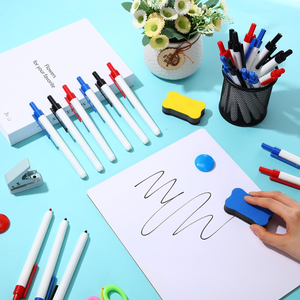 24 Count Retractable Dry Erase Marker, Clickable Whiteboard Markers Bulk No B...