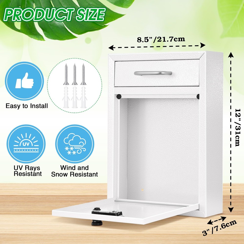 Wall Mount Mailbox with Combination Lock Large Locking Security Mailbox for O...