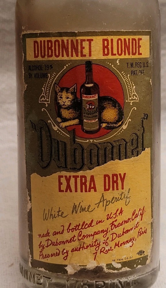 Miniature Dubonnet Blonde Extra Dry Original Label Empty