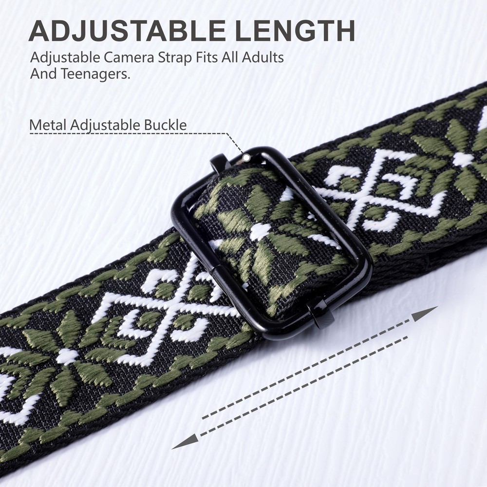 Adjustable Camera Strap - 1.5" Full Grain Leather Ends Camera Straps for Phot...