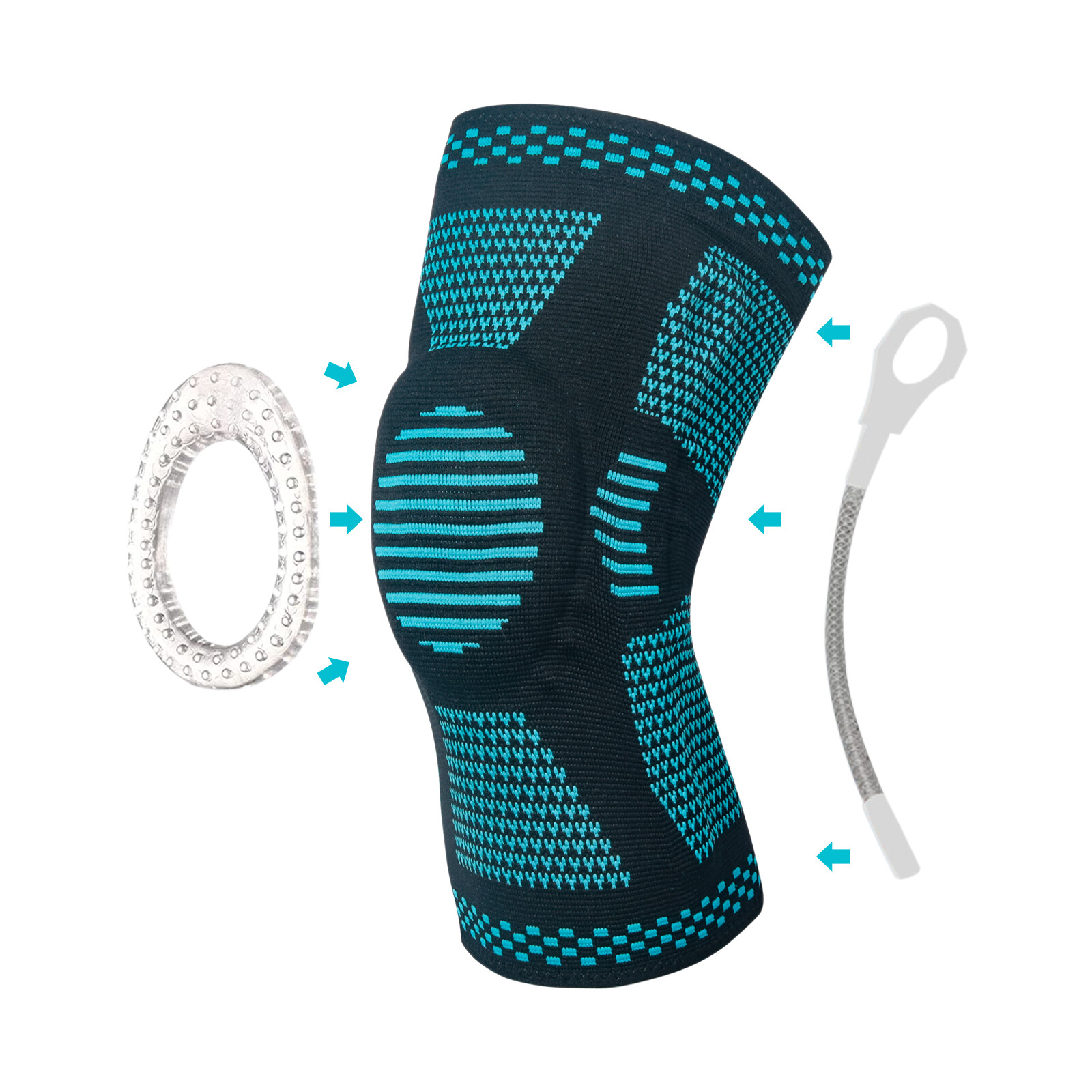 Silicone Knee Sleeve Compression Brace Support Gym Joint Pain Arthritis Relief