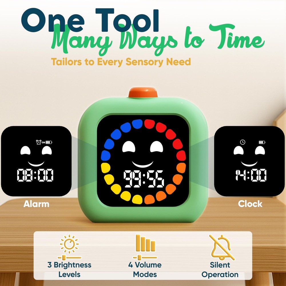 Digital Visual Timer for - Rechargeable, Silent Count Up/Down for Calmer Rout...