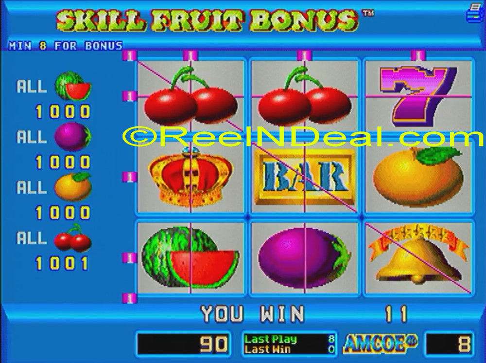 Amcoe Skill Fruit Bonus Cherry Master 8-Liner Slot Machine Skill Only Game