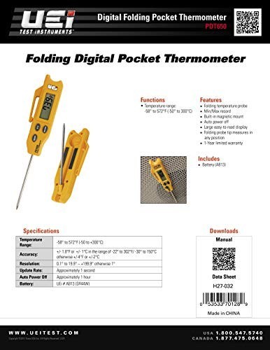 PDT650 Folding Pocket Digital Thermometer,Yellow