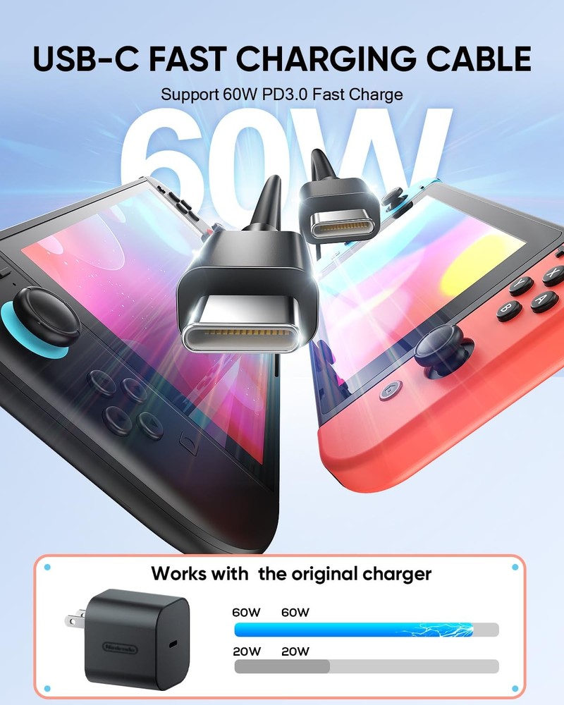 (9.8FT) Switch 2 Charging Cable - for Switch 2 AC Power Adapter, 60W Switch2 ...