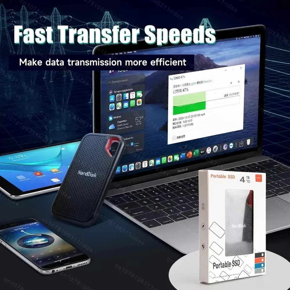 1TB Portable External SSD – USB 3.1 High-Speed Solid State Drive for PC & Mac