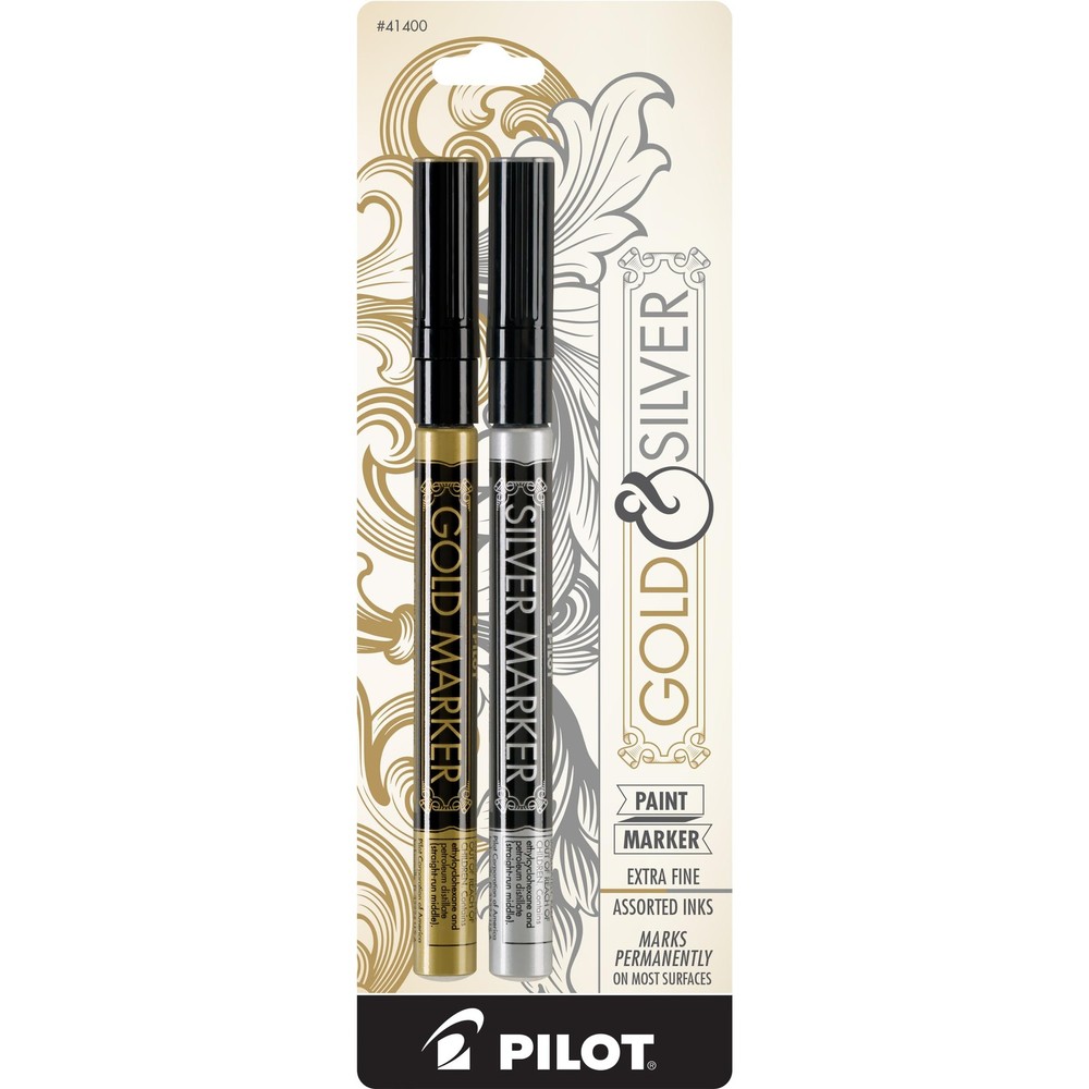 PILOT Metallic Permanent Paint Markers, 1 Each Gold & Silver, Extra Fine Point,