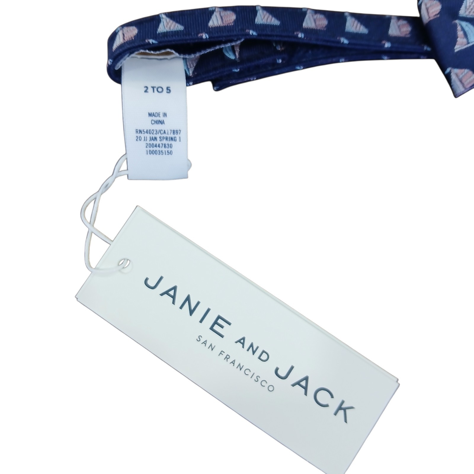 Janie and Jack Nautical Bow Tie- Sailboat Navy Blue adjustable 2-5yr NWT Party