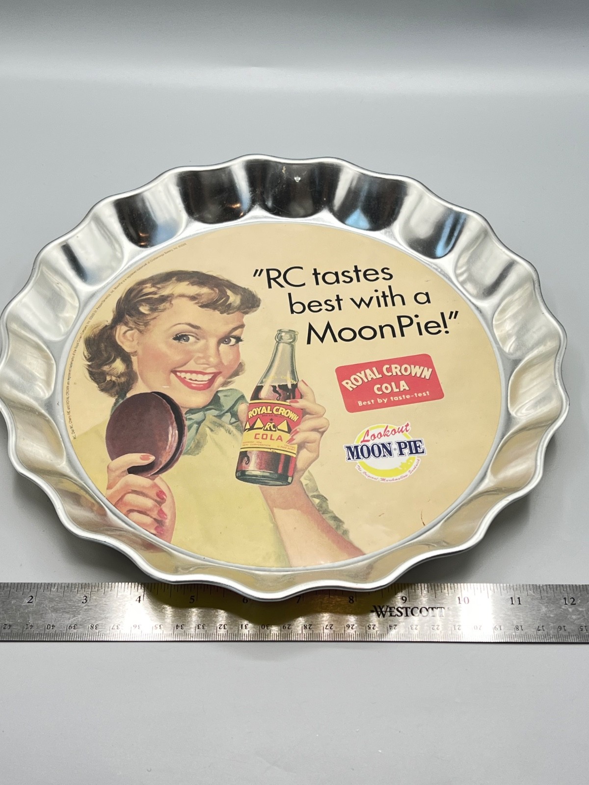 Vintage RC Cola MoonPie Metal Advertising Tray 12” Retro Soda Sign