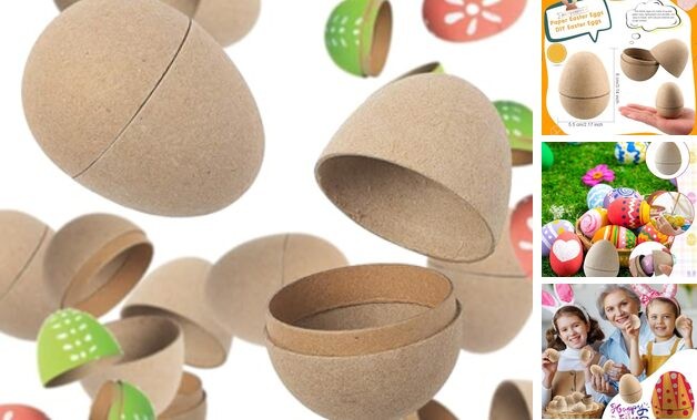 DIY Easter Eggs Craft Kit - 12 Blank Paper Mache Egg Shapes for Egg