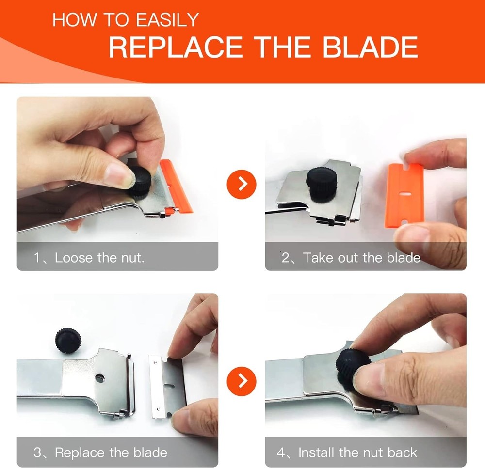 Razor Blade Scraper, Long Handled Scraper Tool with 10 Extra Replacement Blades,