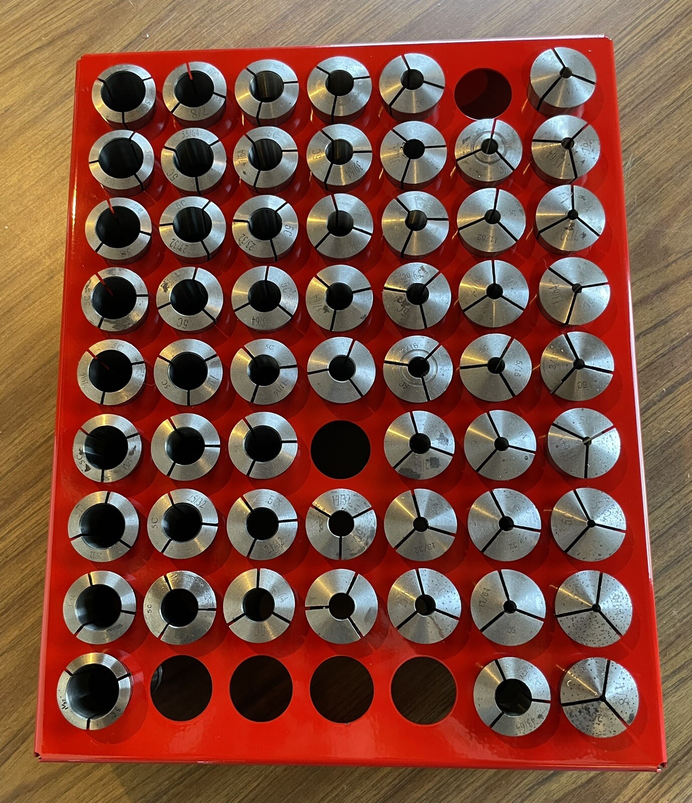 Made in USA Large 63 Collet Rack Tray 5C BenchTop Drawer Steel Metal 1/8”-1”