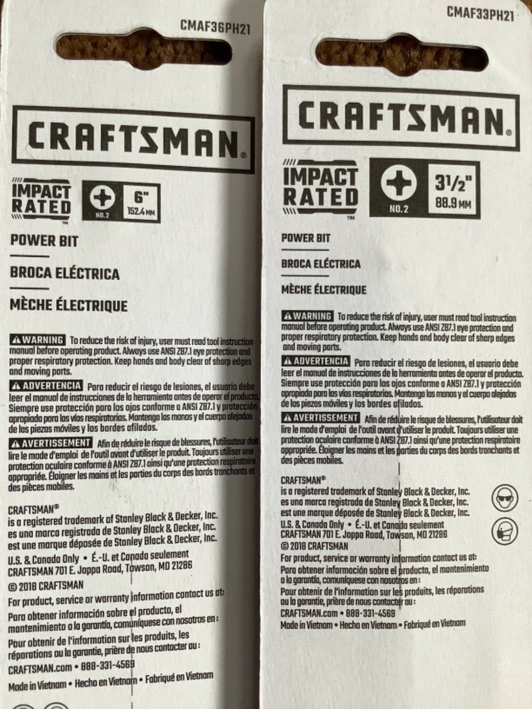 CRAFTSMAN 6"+ 3” Phillips Screw Driver Impact Rated extension Bits Same Day Ship