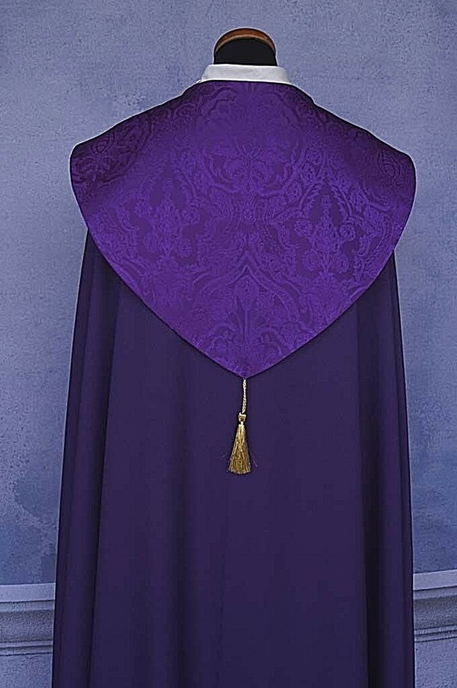 COPE Purple Gothic style Vestment, Plain/Damask