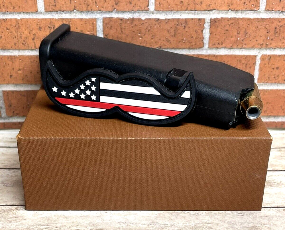 Flag Mustache PVC Patch - Tactical Morale Gun Thin Red Line Firefighter Patch