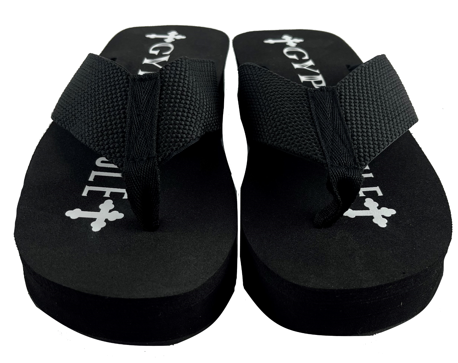 2 Pack Gypsy Soule Platform Wedge Thong Sandals, 2in Heel, Black & Brown, New