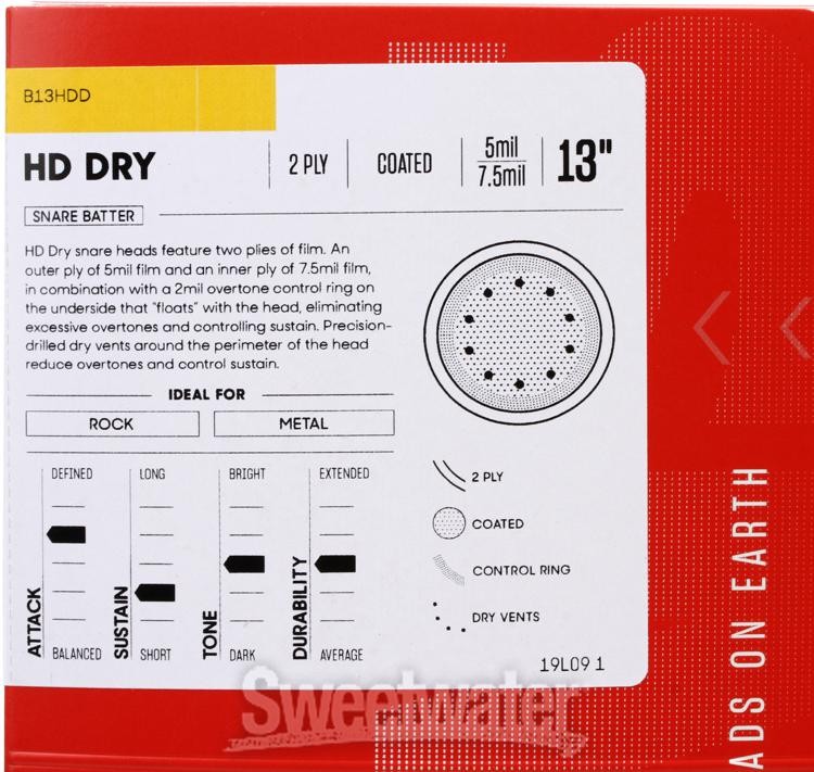 Evans Genera HD Dry Snare Head - 13"