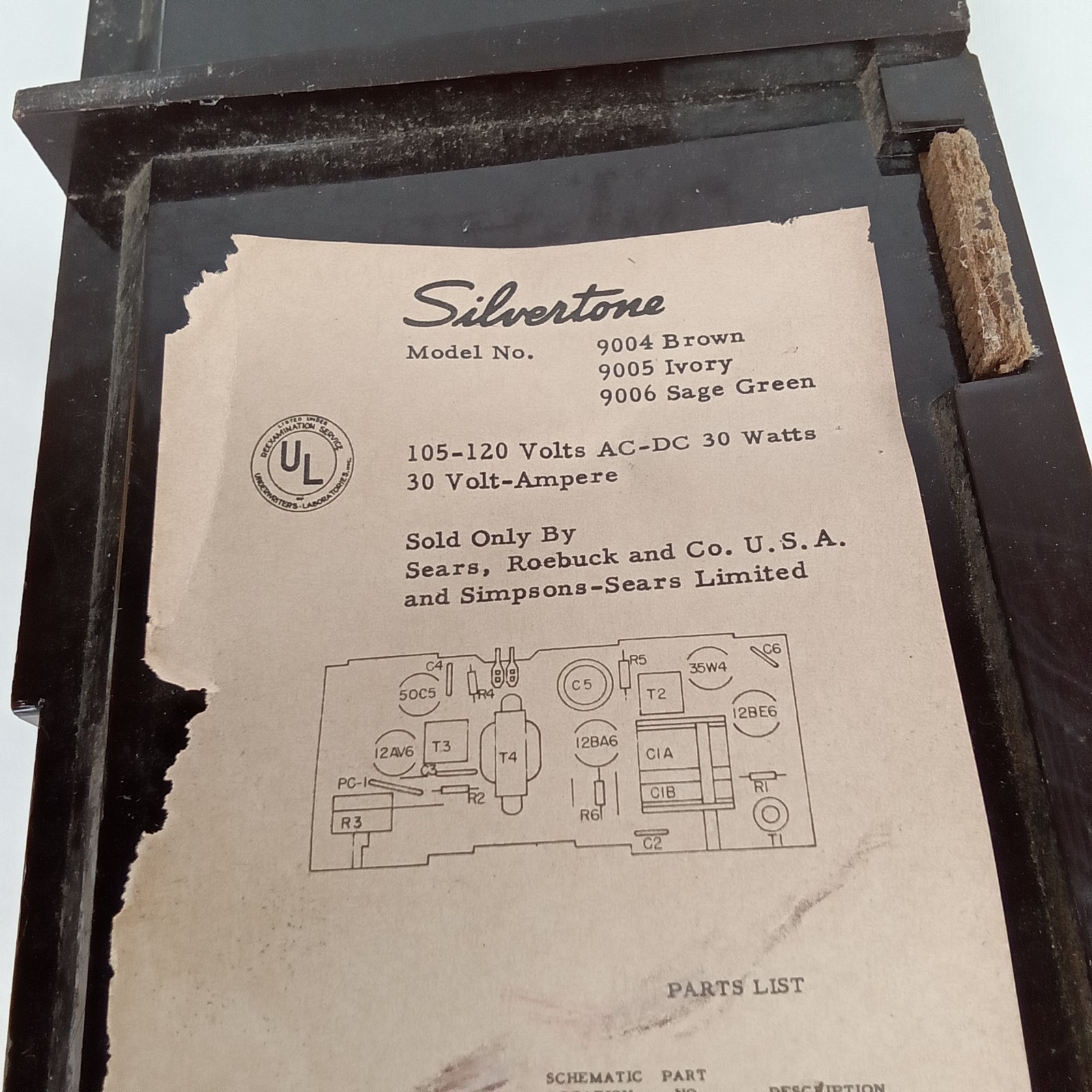 MCM Tube Radio Silvertone 9004 Brown With Twin Speakers Made In USA 1959