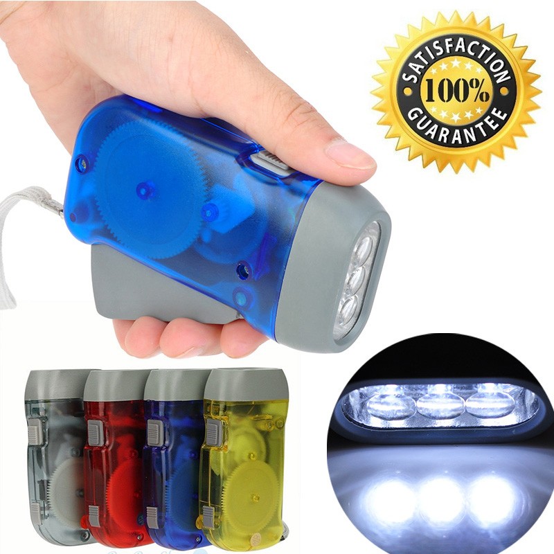 4PCS Hand Press Crank Flashlight Squeeze Powered No Battery LED Light Emergency