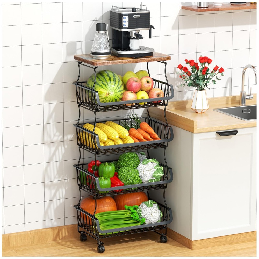 Fruit Vegetable Basket For Kitchen 5 Tier Stackable Fruit Vegetable Storage Bask