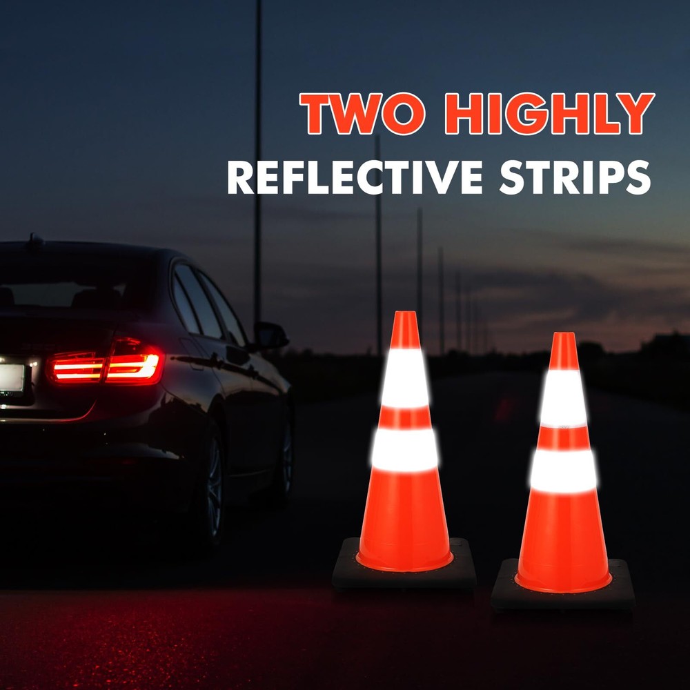 28" Traffic Safety Cones Heavy Duty Construction, Structurally Stable 10 Pack