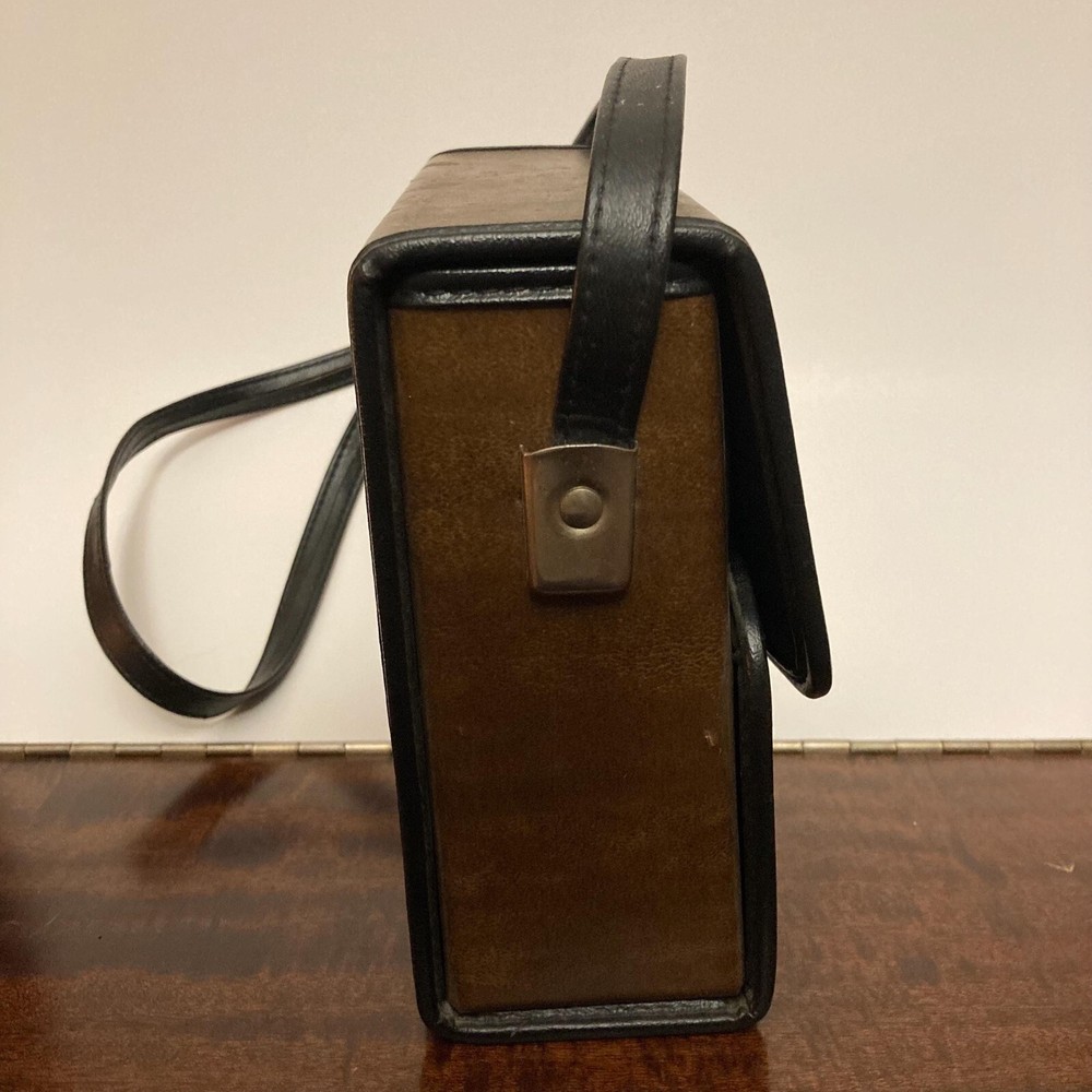 Vintage BUSHNELL Rigid Leather Binoculars Hardcase w/ Push-Button Clasp + Strap