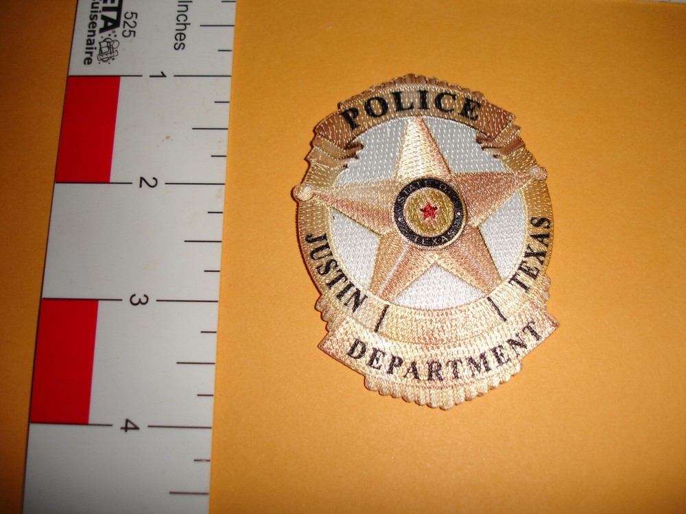 Police Patch Justin TX Gold