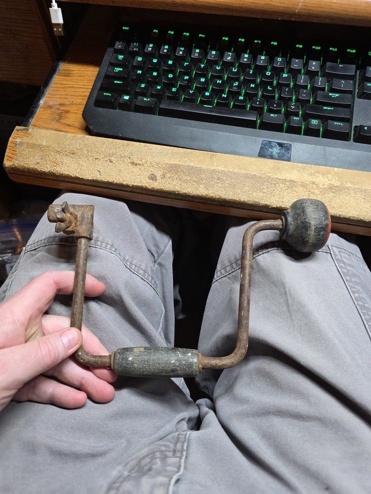 Antique Bit Brace Hand Drill Woodworking Tool