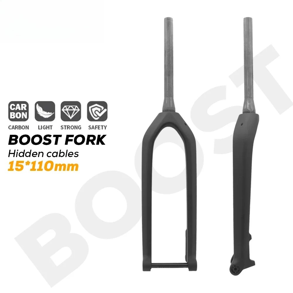 26 /27.5/29er MTB Bicycle Thru Axle Boost Fork Full Carbon Rigid Front Fork