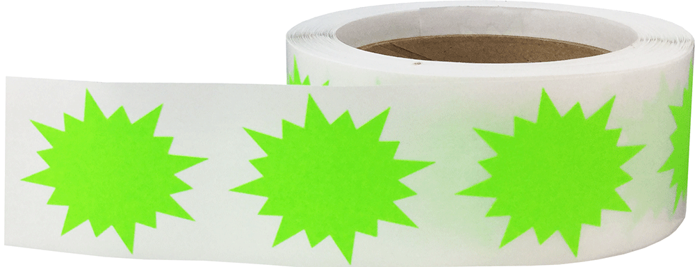 Color Coding Burst Labels Starburst Design | 2" Inch | 500 Pack | Pick One Color