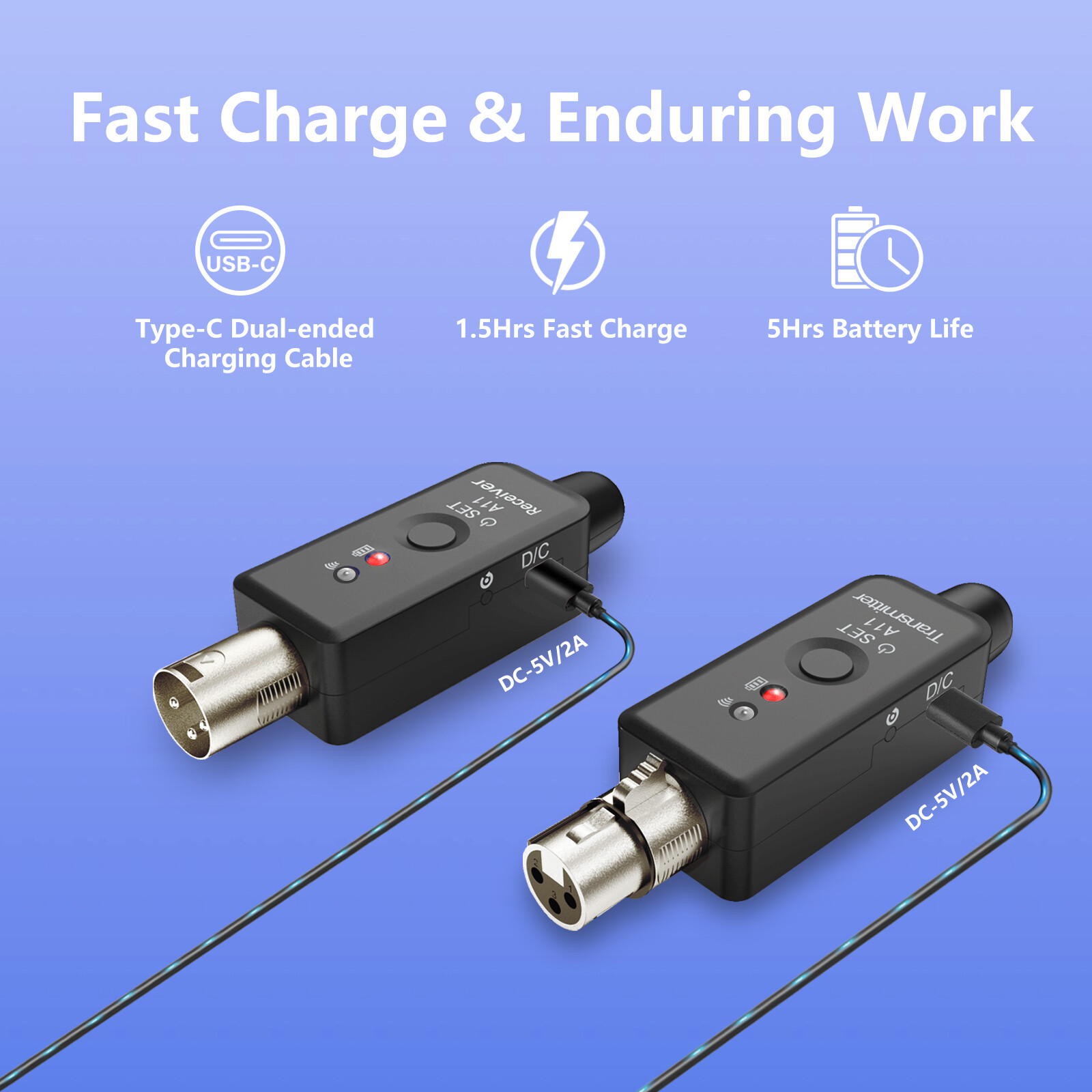 Wireless XLR Microphone System for Dynamic Microphone PA System and Audio Mixer