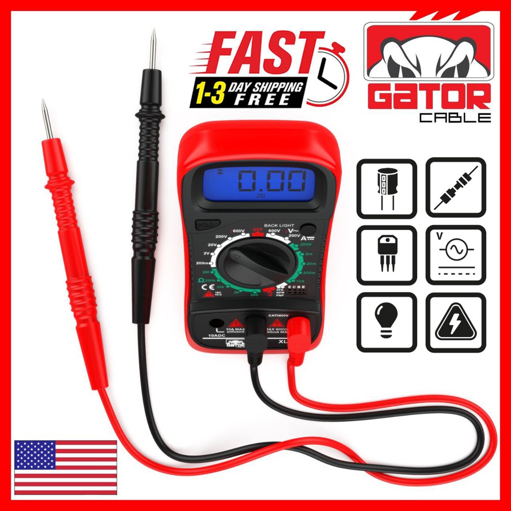 Digital Multimeter AC DC Voltmeter Ammeter Ohmmeter Volt Tester Meter 9V Power