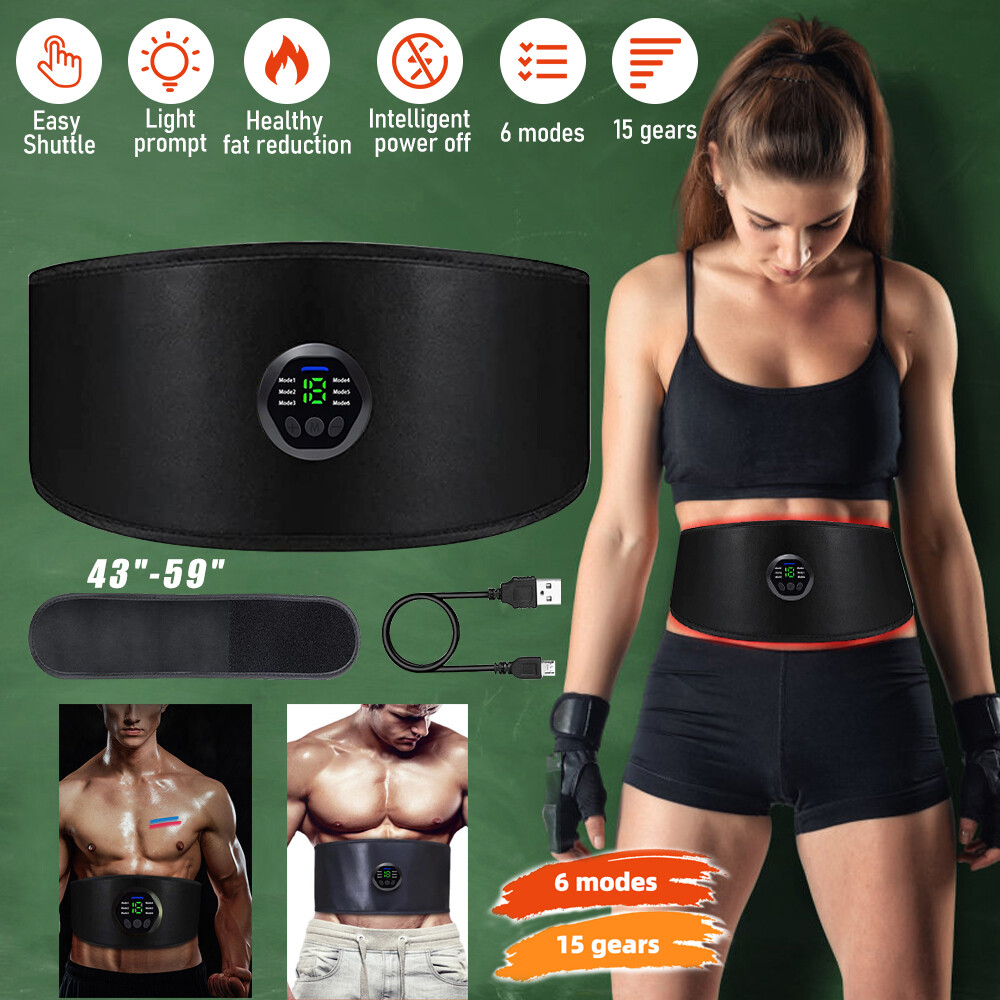 43"-59" EMS Abdominal ABS Muscle Stimulater Training Toner Fitness Workout Belt