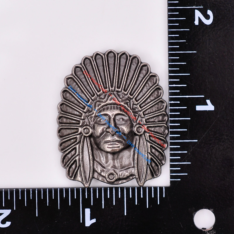5PC Big 1-1/2'' Solid Ethnic Indian Head Chief CONCHO Screw Back Antique Silver