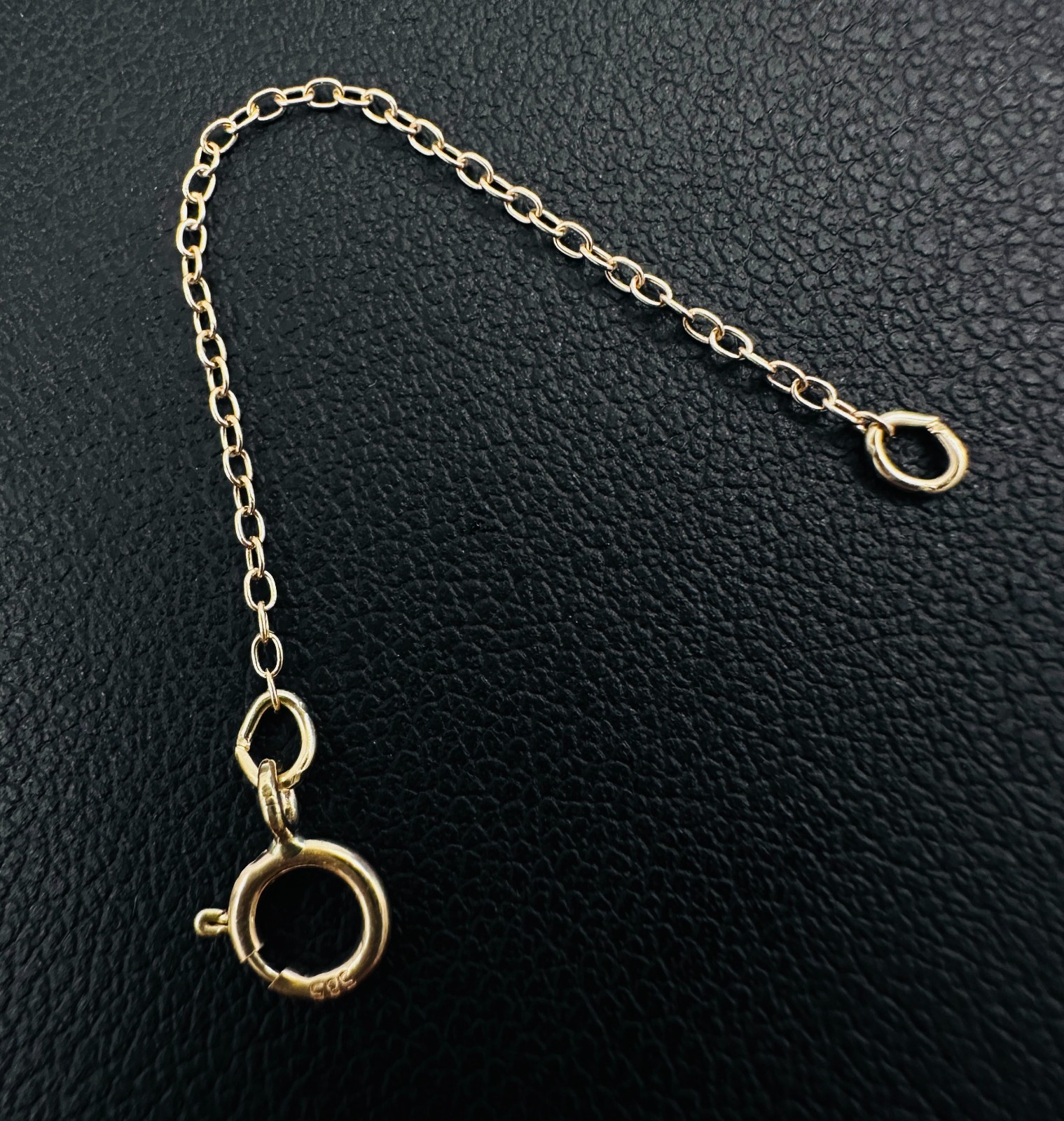 14K Solid Yellow Gold Thin Cable Link Safety Chain Extension Extender 1mm, 2.25"