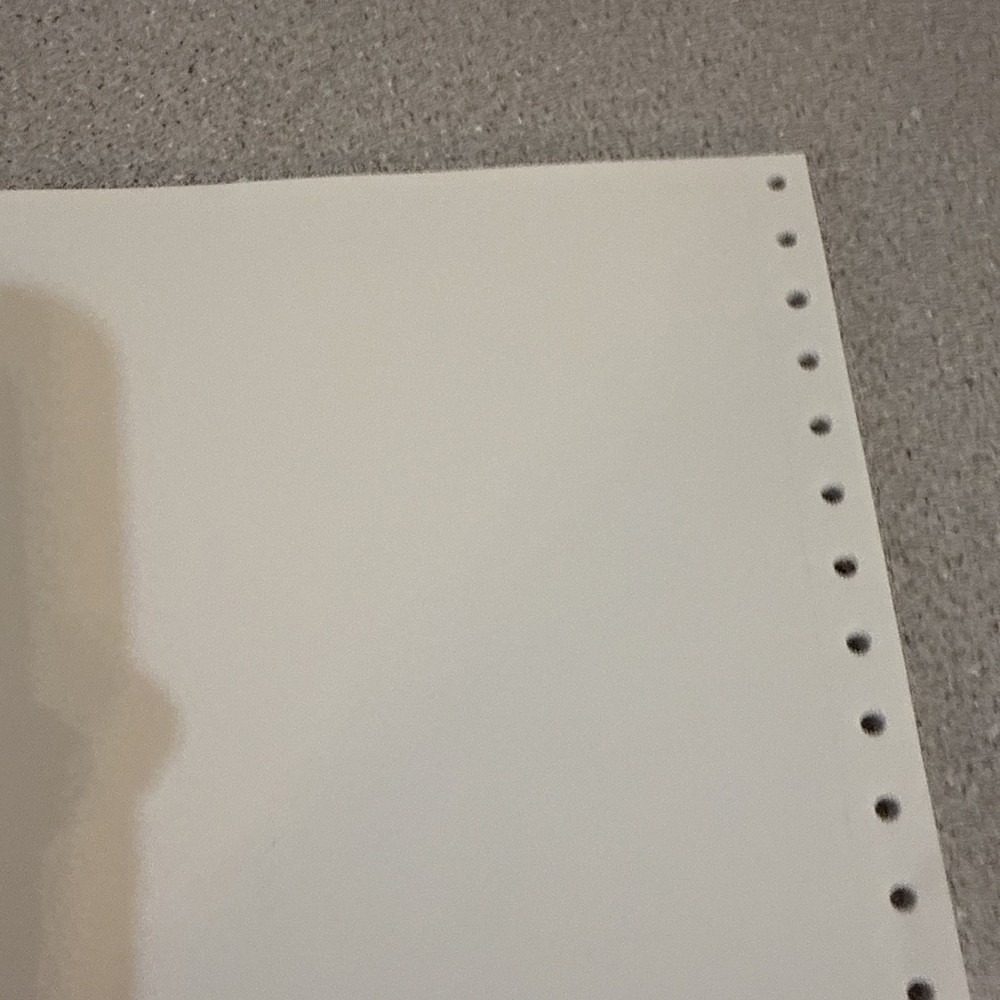 Continuous Dot Matrix Vintage Printer Paper Tractor Feed 25 Sheets 8.5 x 11 NOS