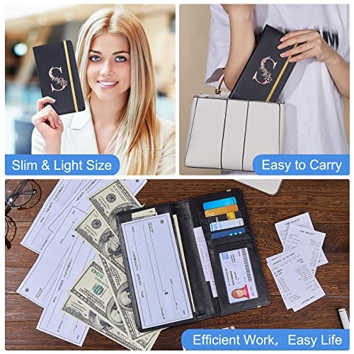 Checkbook Covers for Personal Checkbook, RFID Blocking Checkbook Black S