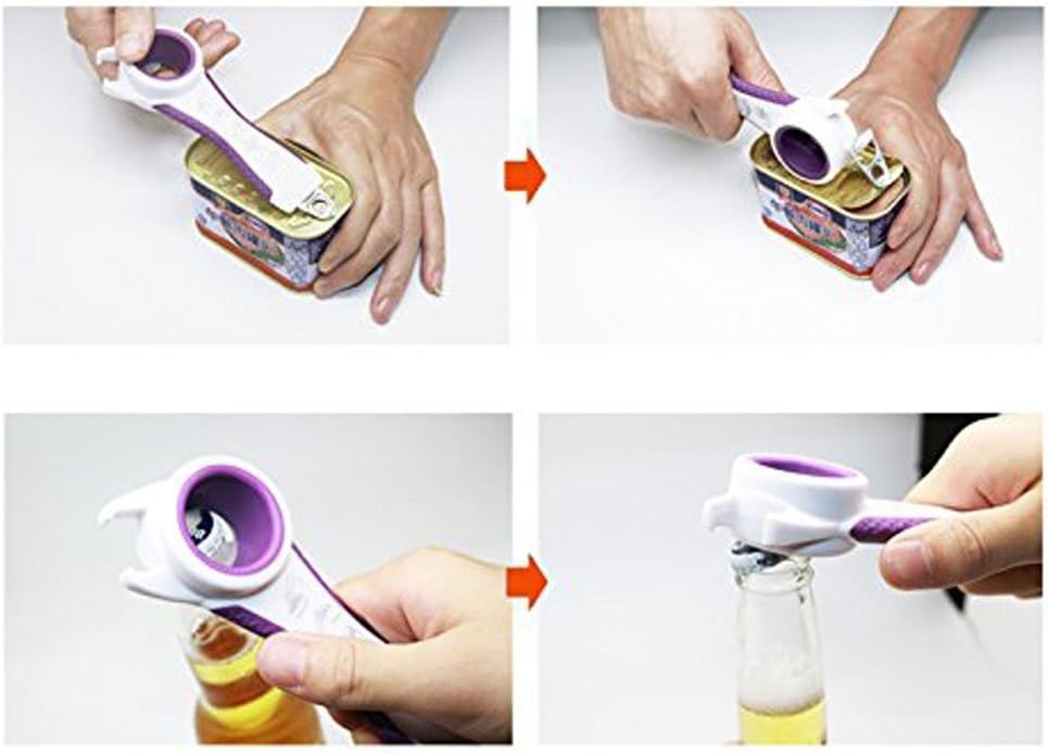 2 pack 5-in-1 Multi Function Plastic Grip Bottle Opener- Easily Opens White